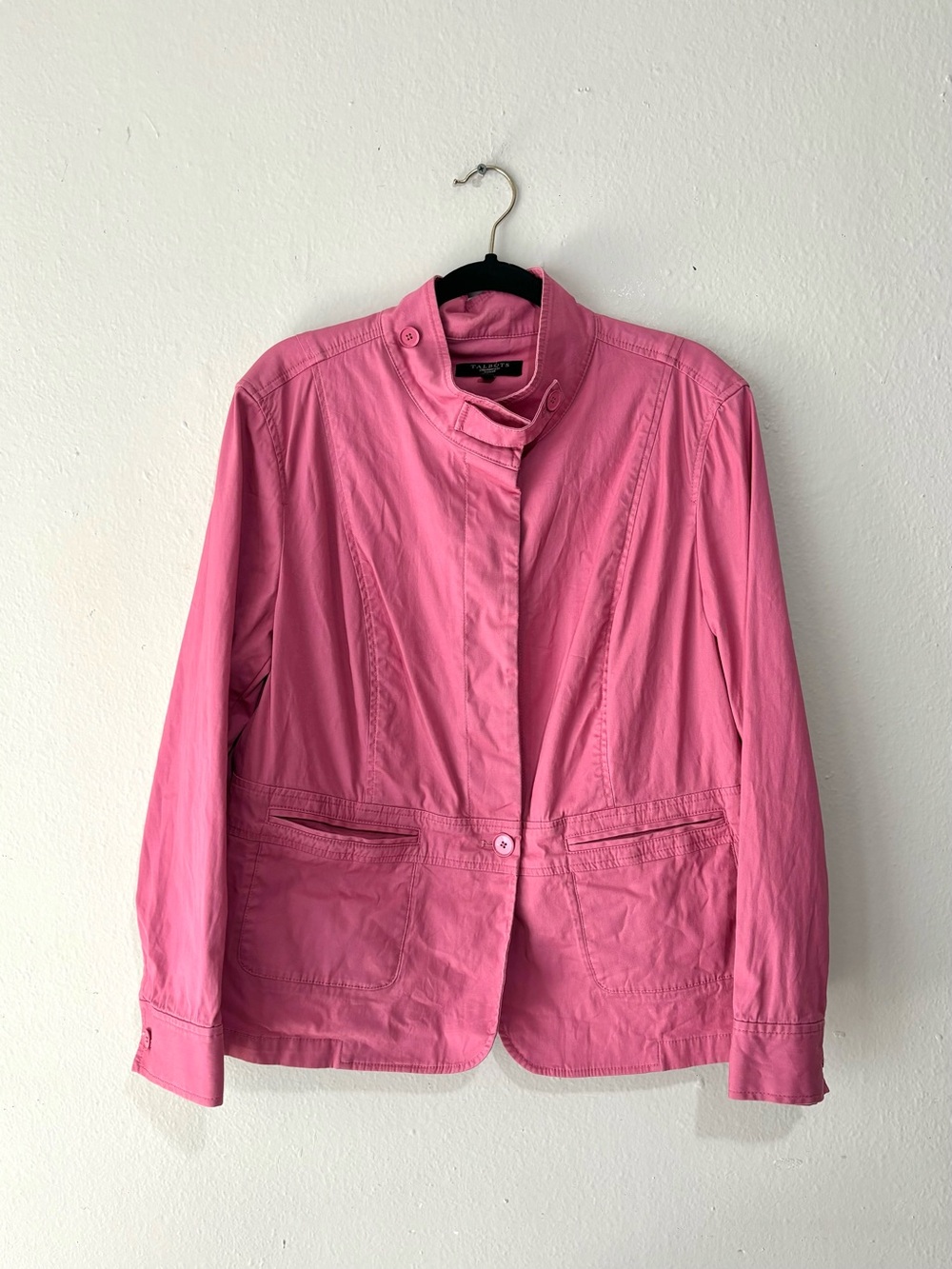 Talbots Pink Stand-Collar Utility Jacket Size 16 W